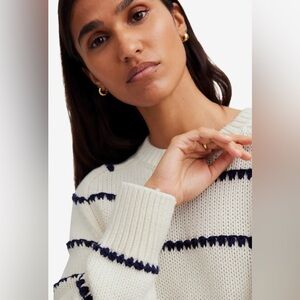 Madewell Textured Cotton Crewneck Sweater in Stripe